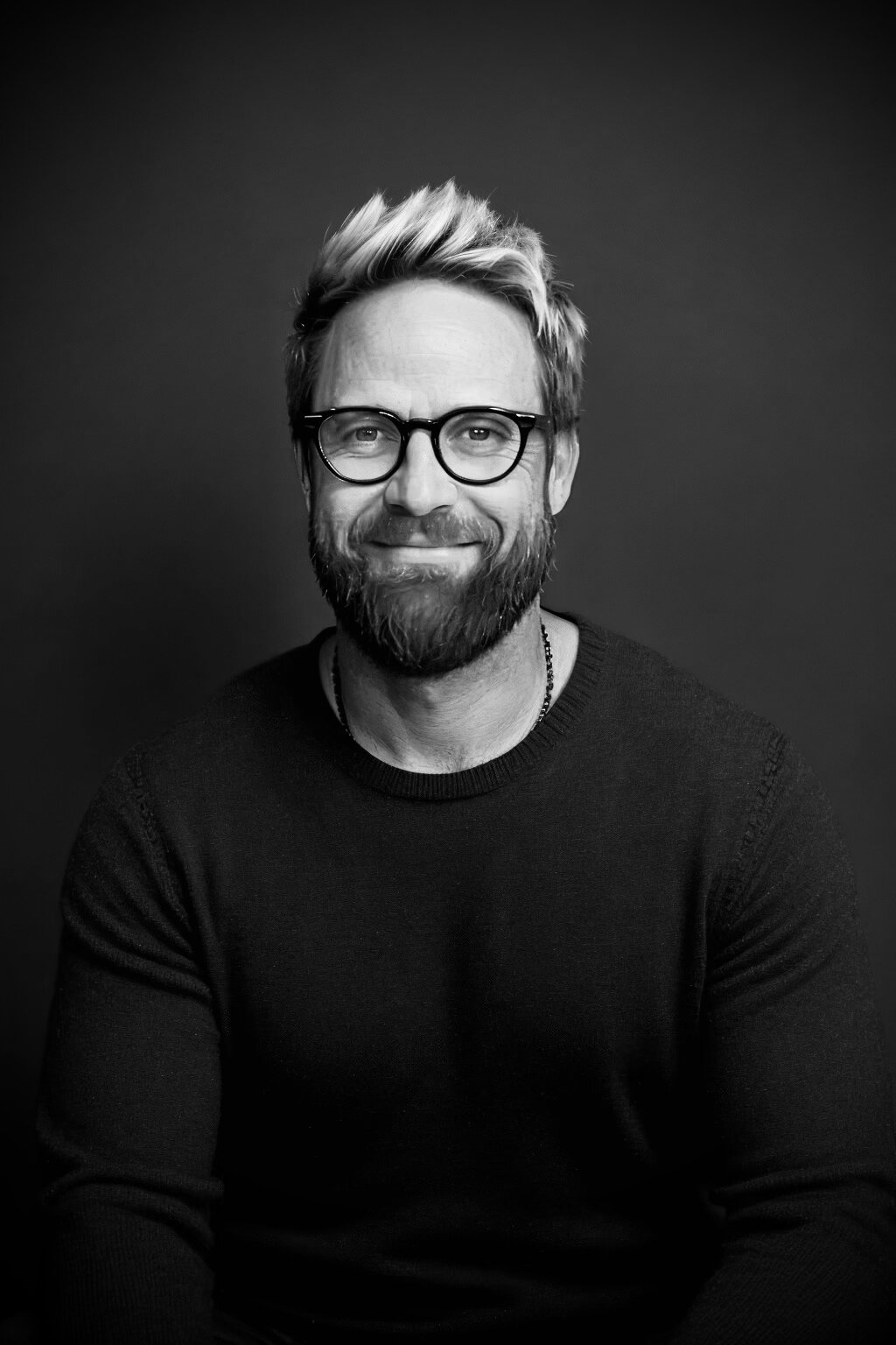 Cody Peterson, black-and-white portrait